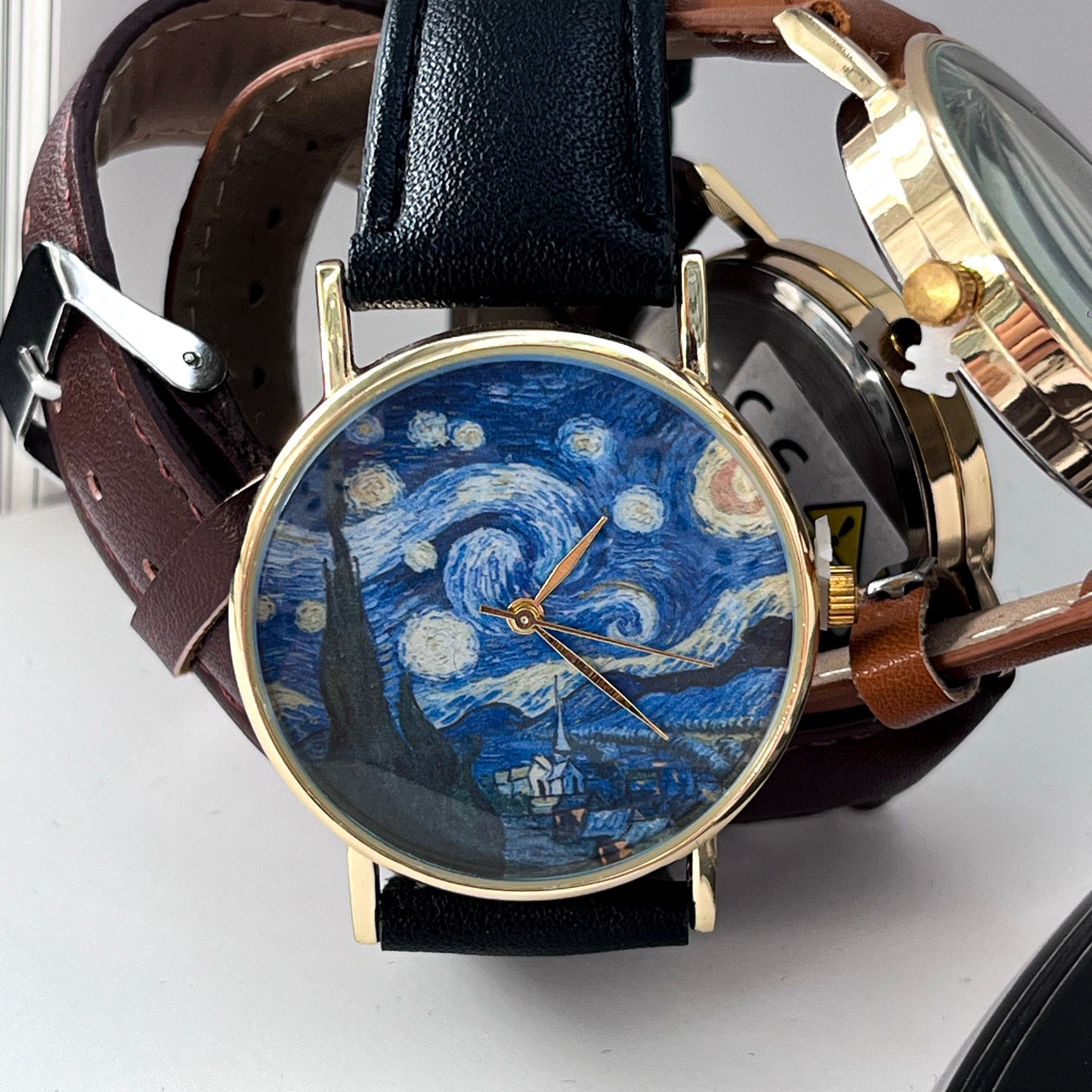 VAN GOGH ART FASHION WATCH LIGHT BROWN STRAP