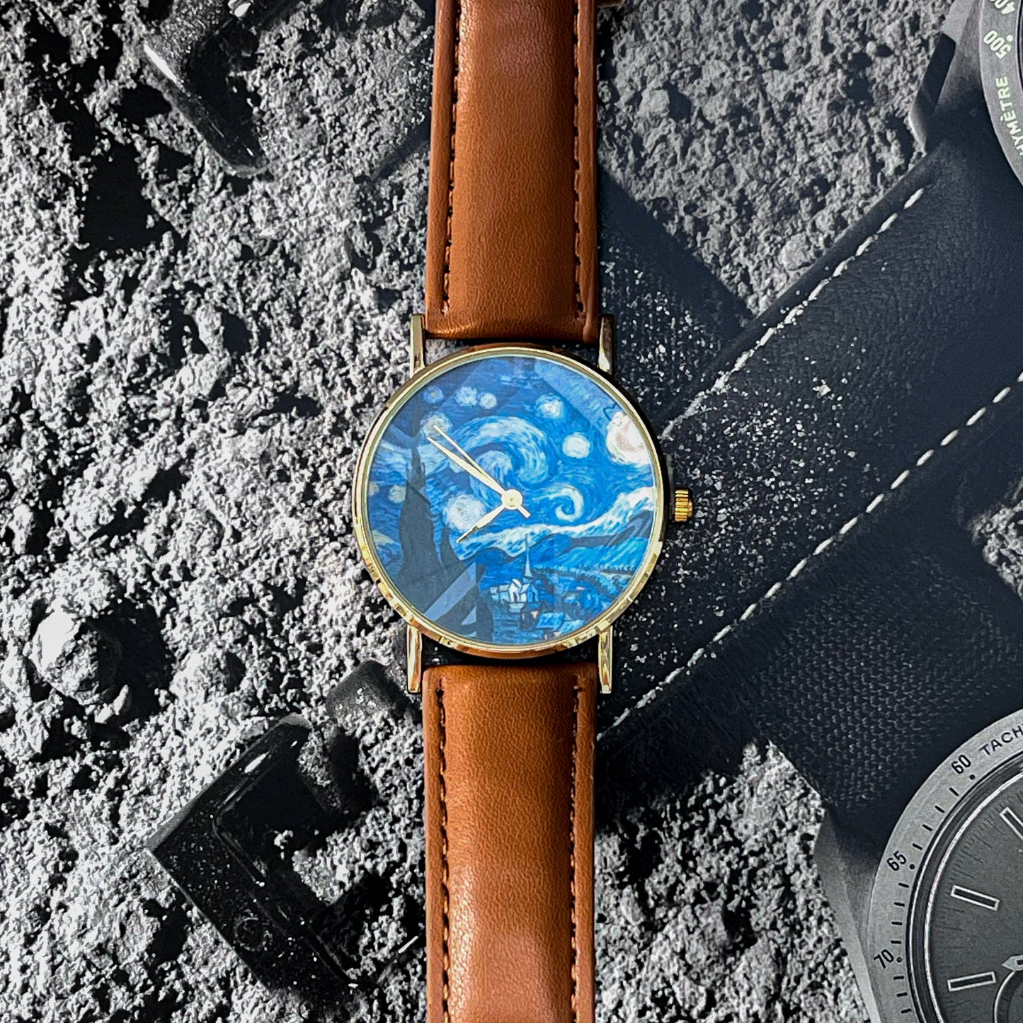 VAN GOGH ART FASHION WATCH LIGHT BROWN STRAP