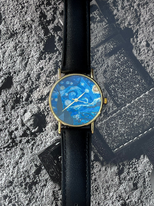 VAN GOGH ART FASHION WATCH BLACK STRAP