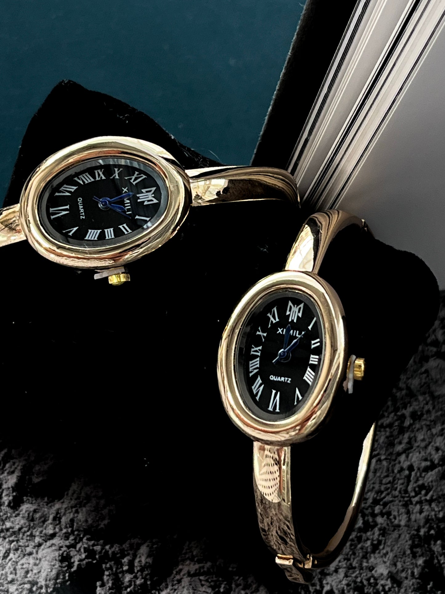 XIMILI GOLD PLATED QUARTZ PRELOVED BANGLE WATCH