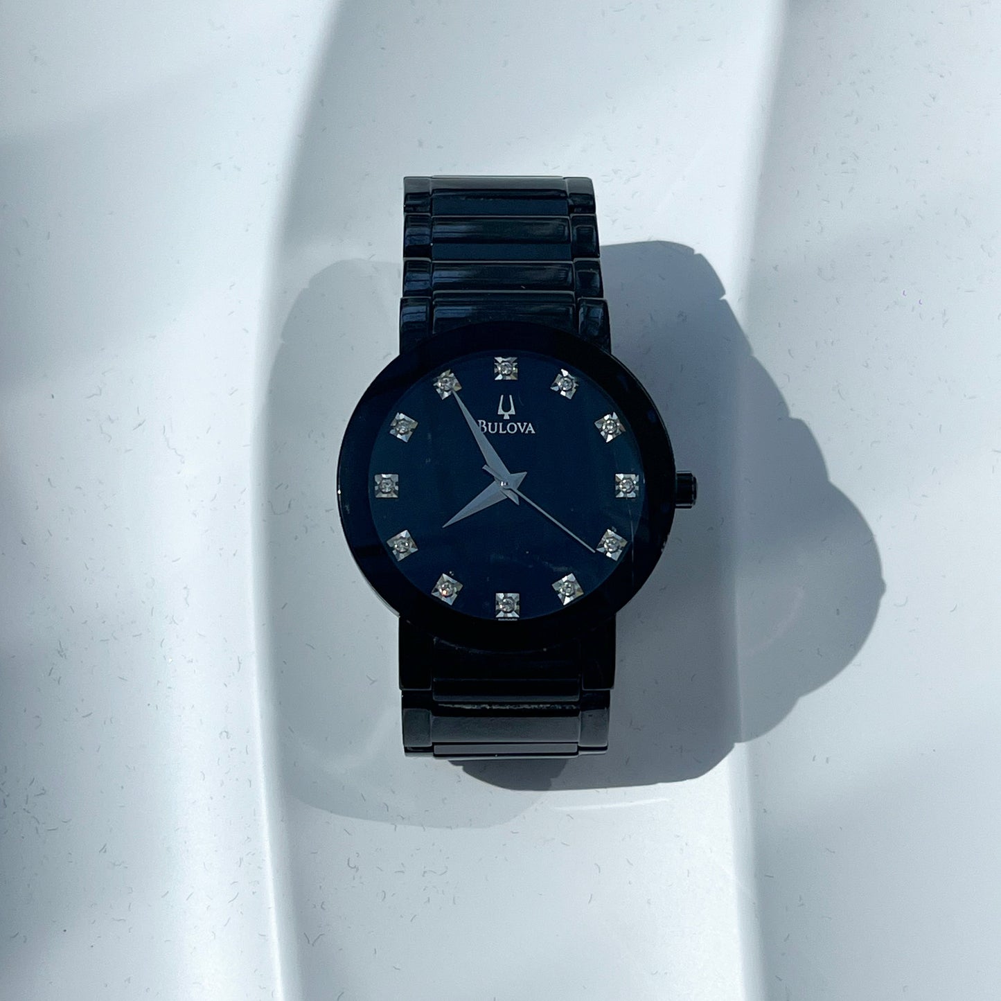 BULOVA BLACK STEEL QUARTZ PRELOVED WATCH