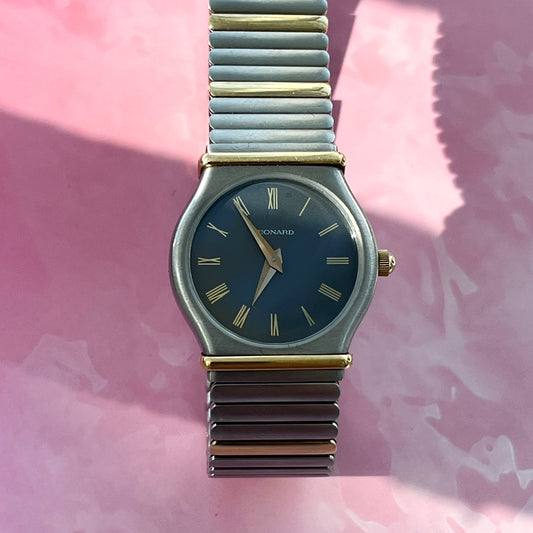 LEONARD TWO-TONE STEEL QUARTZ SWISS PRELOVED WATCH