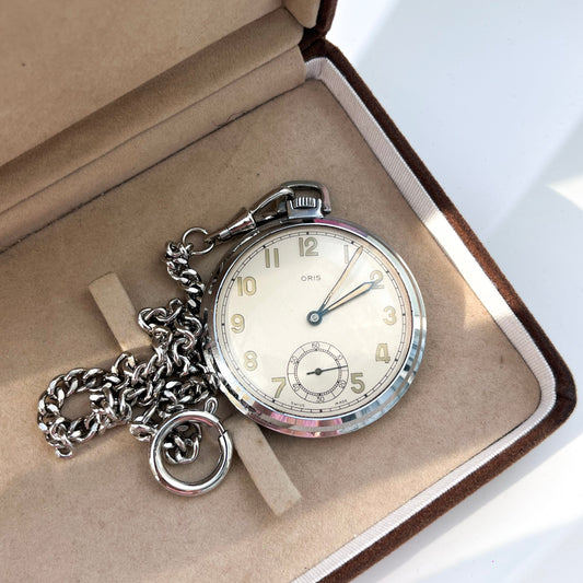 ORIS STEEL MANUAL WINDING SWISS PRELOVED POCKET WATCH