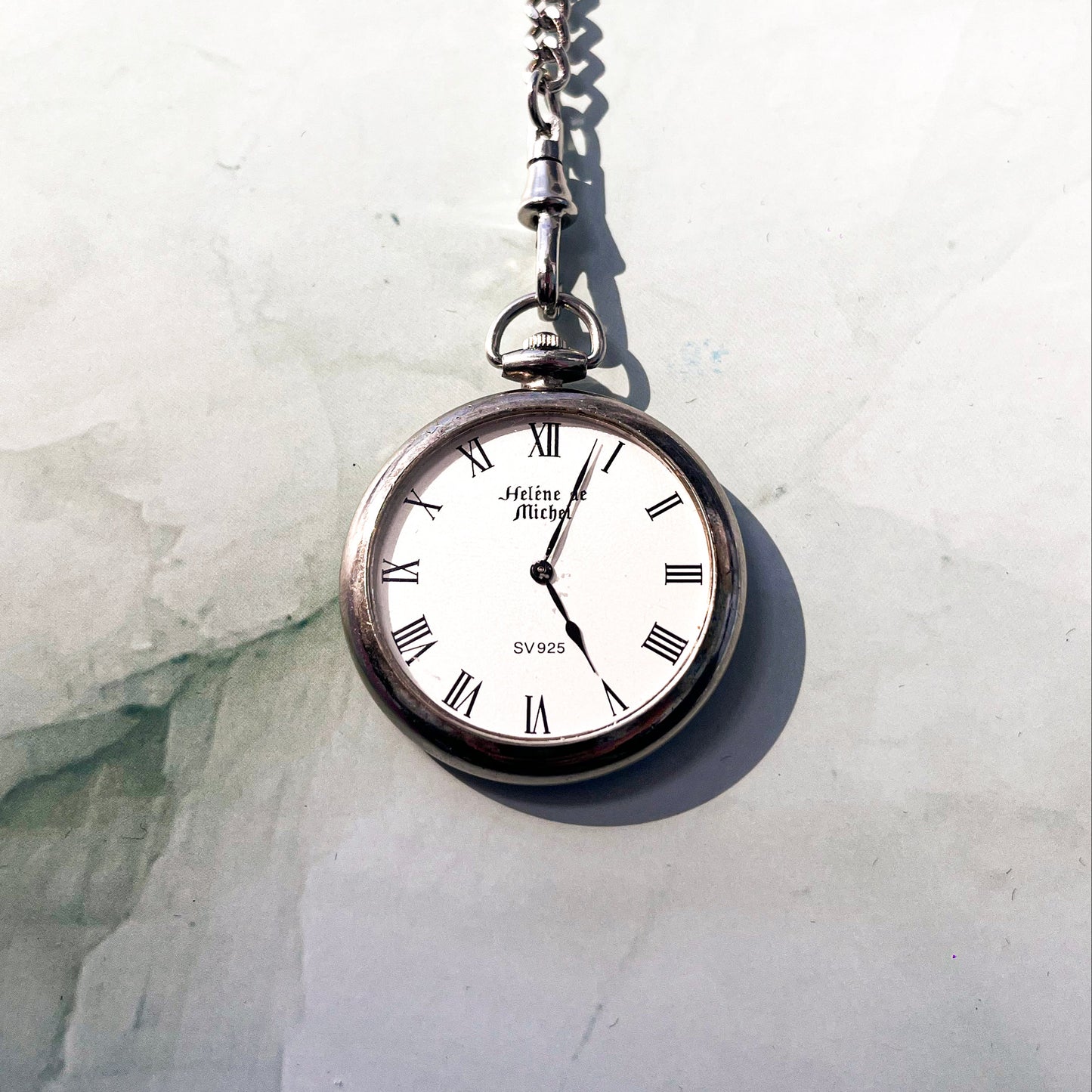 HELENE DE MICHEL SILVER TONE QUARTZ PRELOVED POCKET WATCH