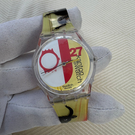 SWATCH CANTON FULL SET NEVER USED UNISEX QUARTZ SWISS PREOWNED WATCH