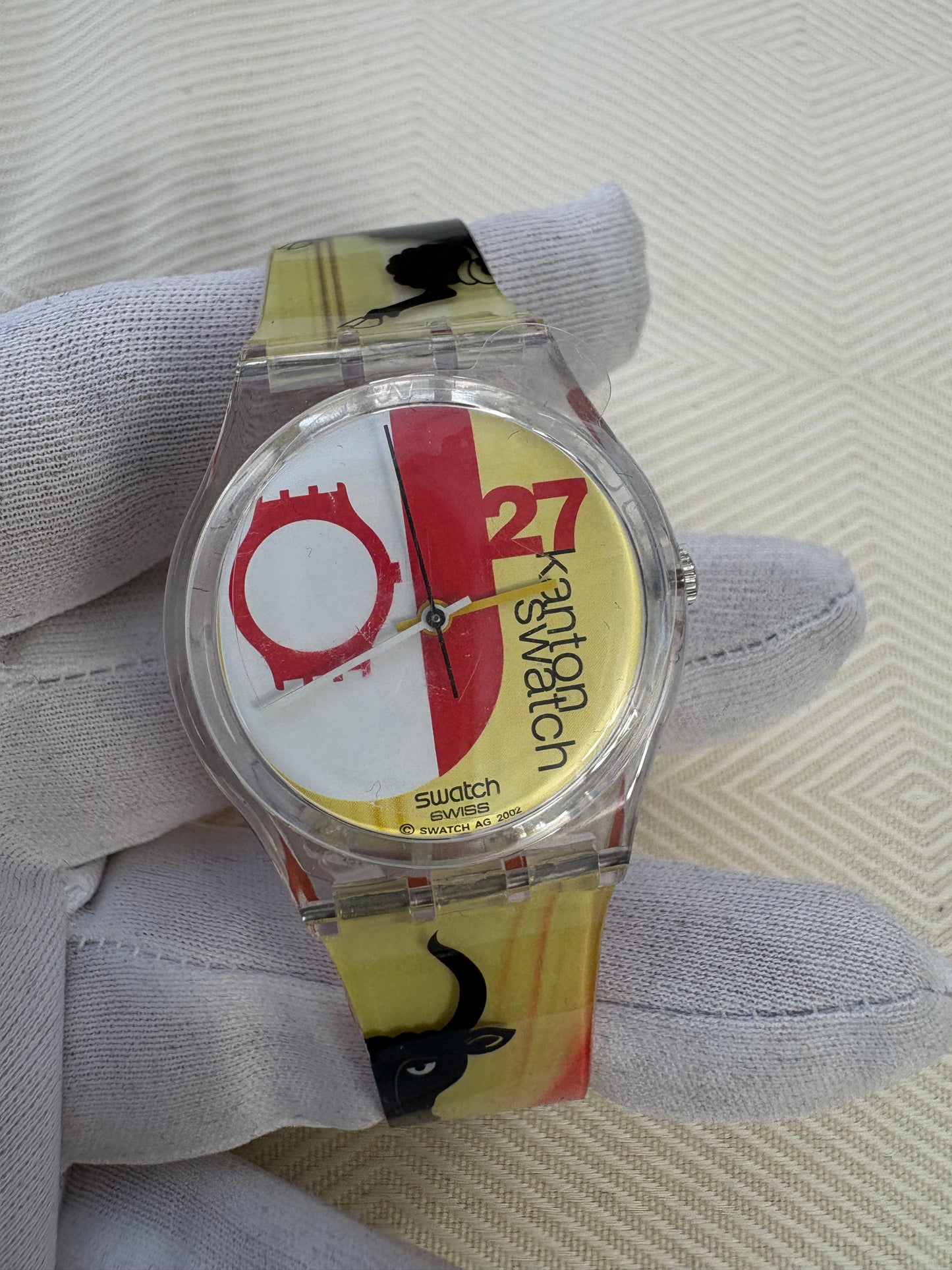 SWATCH CANTON FULL SET NEVER USED UNISEX QUARTZ SWISS PREOWNED WATCH