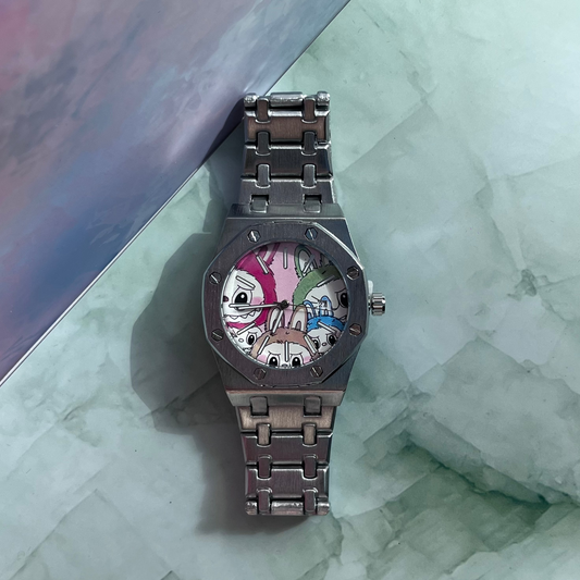 STEEL CARTOON LABUBU DIAL QUARTZ PRELOVED FASHION WATCH