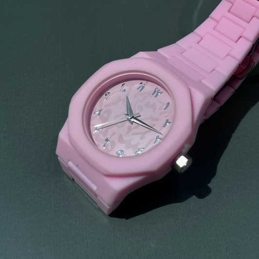 ARABIC DIAL QUARTZ PINK RESIN FASHION BRAND NEW WATCH