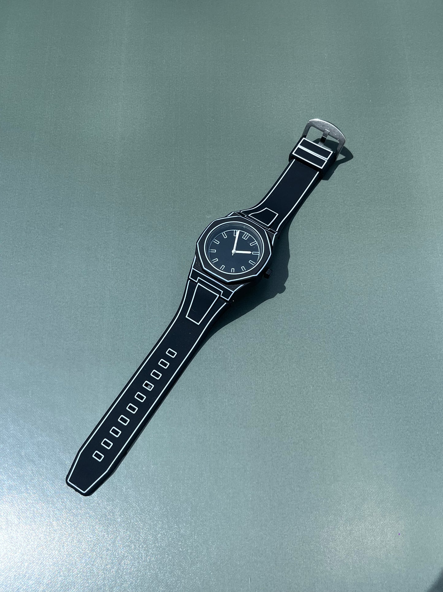 BLACK SKETCH OUTLINE RESIN QUARTZ FASHION BRAND NEW WATCH