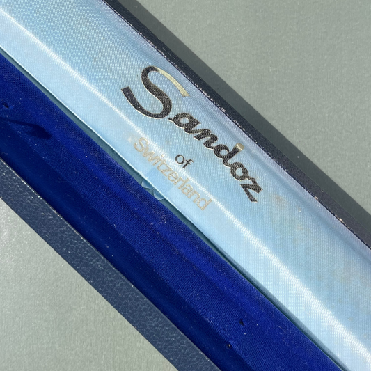 VINTAGE SANDOZ OF SWITZERLAND ORIGINAL WATCH PRESENTATION BOX – BLUE