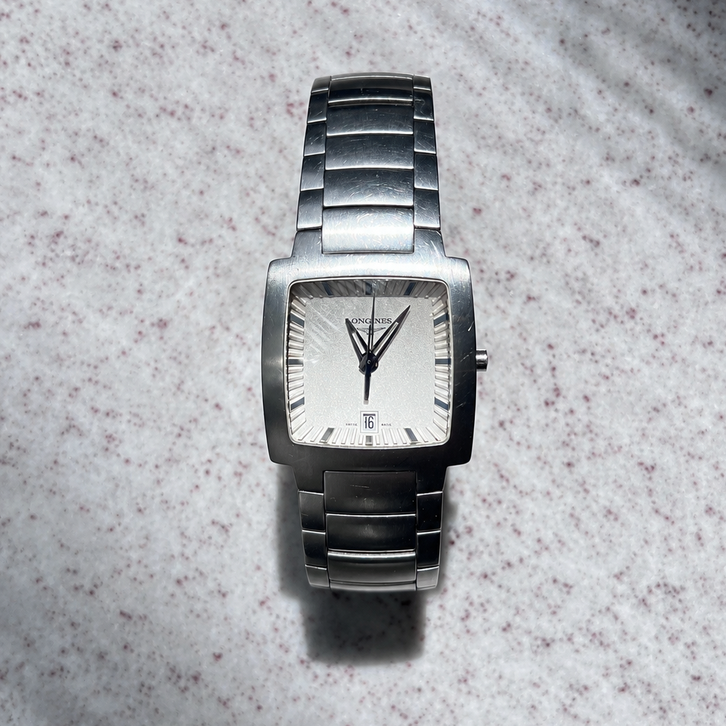 LONGINES RECTANGULAR STAINLESS STEEL QUARTZ WATCH