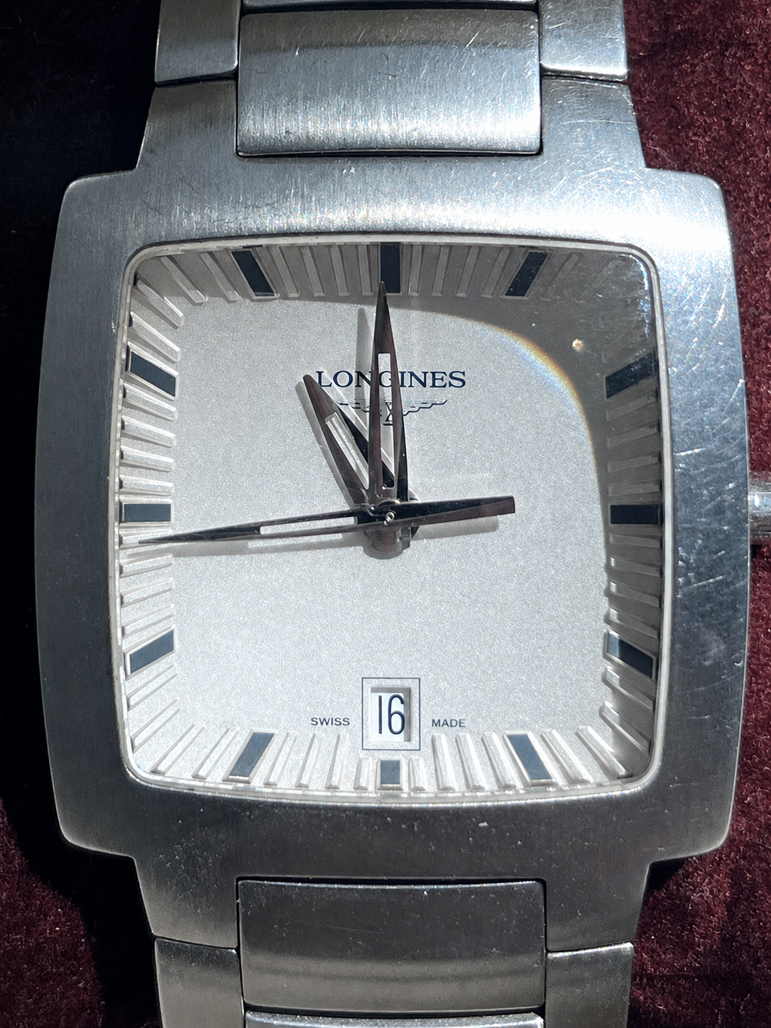 LONGINES RECTANGULAR STAINLESS STEEL QUARTZ WATCH