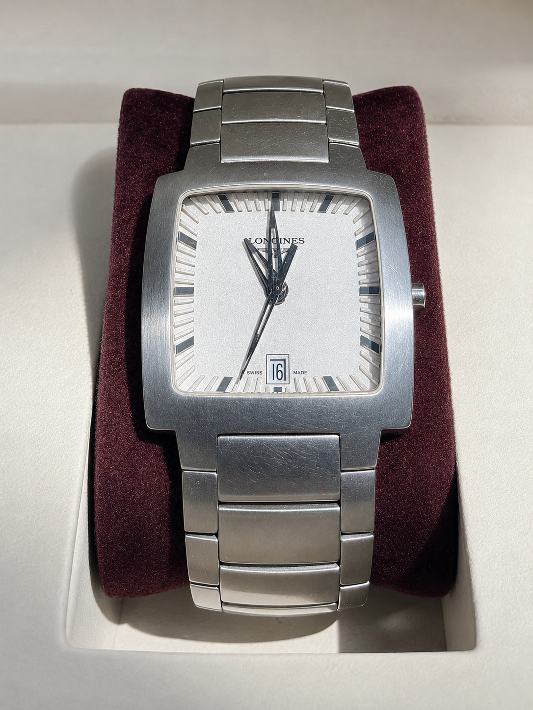 LONGINES RECTANGULAR STAINLESS STEEL QUARTZ WATCH