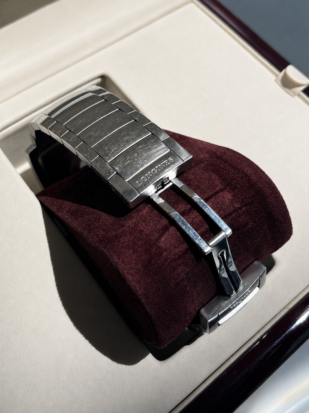 LONGINES RECTANGULAR STAINLESS STEEL QUARTZ WATCH