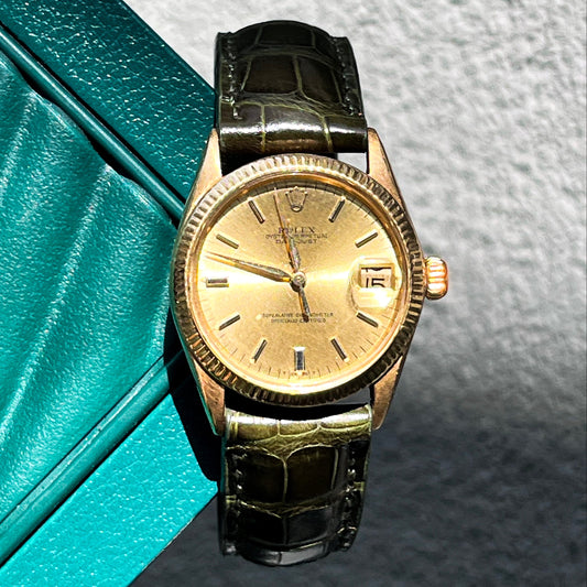 ROLEX OYSTER PERPETUAL DATEJUST LADY CHAMPAGNE DIAL AUTOMATIC 1970s SWISS WATCH