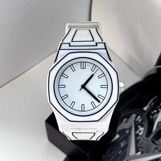 WHITE SKETCH OUTLINE RESIN QUARTZ FASHION BRAND NEW WATCH